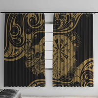 New Zealand Darts Window Curtain Skull In Dart We Trust Maori Pattern - Polynesian Pride