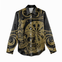 New Zealand Darts Women Casual Shirt Skull In Dart We Trust Maori Pattern - Polynesian Pride