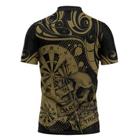 New Zealand Darts Zipper Polo Shirt Skull In Dart We Trust Maori Pattern LT14 - Polynesian Pride