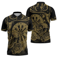 New Zealand Darts Zipper Polo Shirt Skull In Dart We Trust Maori Pattern LT14 - Polynesian Pride