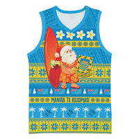 Tuvalu Christmas Basketball Jersey Cute Santa Manuia te Kilisimasi - Polynesian Pride