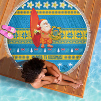 Tuvalu Christmas Beach Blanket Cute Santa Manuia te Kilisimasi - Polynesian Pride