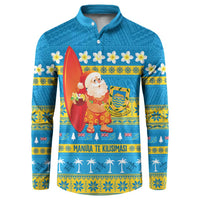 Tuvalu Christmas Button Sweatshirt Cute Santa Manuia te Kilisimasi - Polynesian Pride
