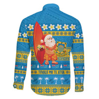 Tuvalu Christmas Family Matching Short Sleeve Bodycon Dress and Hawaiian Shirt Cute Santa Manuia te Kilisimasi - Polynesian Pride