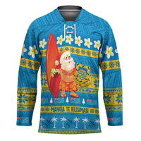 Tuvalu Christmas Hockey Jersey Cute Santa Manuia te Kilisimasi LT14 Unisex Blue - Polynesian Pride
