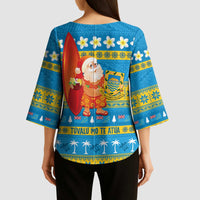 Tuvalu Christmas Kimono Sleeve Blouse Cute Santa Manuia te Kilisimasi - Polynesian Pride