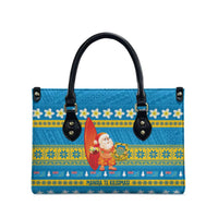 Tuvalu Christmas Leather Bag Cute Santa Manuia te Kilisimasi - Polynesian Pride