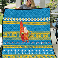 Tuvalu Christmas Quilt Cute Santa Manuia te Kilisimasi - Polynesian Pride