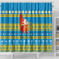 Tuvalu Christmas Shower Curtain Cute Santa Manuia te Kilisimasi - Polynesian Pride