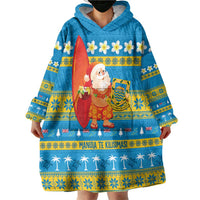 Tuvalu Christmas Wearable Blanket Hoodie Cute Santa Manuia te Kilisimasi - Polynesian Pride