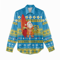 Tuvalu Christmas Women Casual Shirt Cute Santa Manuia te Kilisimasi - Polynesian Pride