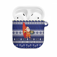 Nauru Christmas AirPods Case Cute Santa Coat Of Arms Merry Xmas LT14 Navy Blue - Polynesian Pride