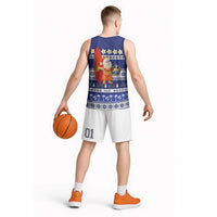 Nauru Christmas Basketball Jersey Cute Santa Coat Of Arms Merry Xmas - Polynesian Pride