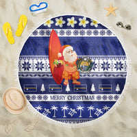 Nauru Christmas Beach Blanket Cute Santa Coat Of Arms Merry Xmas - Polynesian Pride