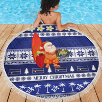 Nauru Christmas Beach Blanket Cute Santa Coat Of Arms Merry Xmas - Polynesian Pride