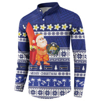 Nauru Christmas Button Sweatshirt Cute Santa Coat Of Arms Merry Xmas - Polynesian Pride