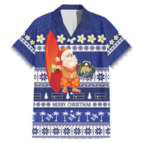 Nauru Christmas Family Matching Mermaid Dress and Hawaiian Shirt Cute Santa Coat Of Arms Merry Xmas - Polynesian Pride