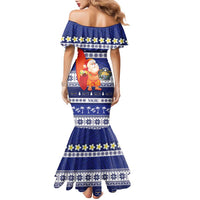 Nauru Christmas Family Matching Mermaid Dress and Hawaiian Shirt Cute Santa Coat Of Arms Merry Xmas - Polynesian Pride