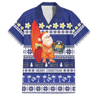 Nauru Christmas Family Matching Off Shoulder Maxi Dress and Hawaiian Shirt Cute Santa Coat Of Arms Merry Xmas - Polynesian Pride