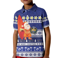 Nauru Christmas Kid Polo Shirt Cute Santa Coat Of Arms Merry Xmas - Polynesian Pride