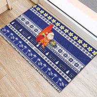 Nauru Christmas Rubber Doormat Cute Santa Coat Of Arms Merry Xmas - Polynesian Pride