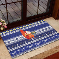 Nauru Christmas Rubber Doormat Cute Santa Coat Of Arms Merry Xmas - Polynesian Pride