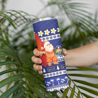 Nauru Christmas Skinny Tumbler Cute Santa Coat Of Arms Merry Xmas - Polynesian Pride