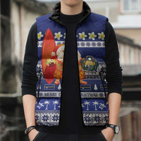 Nauru Christmas Sleeveless Puffer Jacket Cute Santa Coat Of Arms Merry Xmas - Polynesian Pride