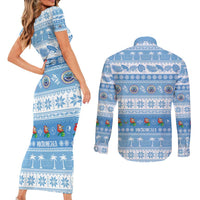 FSM Christmas Couples Matching Short Sleeve Bodycon Dress and Long Sleeve Button Shirt Merry Xmas Federated States of Micronesia - Polynesian Pride