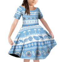 FSM Christmas Family Matching Off Shoulder Short Dress and Hawaiian Shirt Merry Xmas Federated States of Micronesia - Polynesian Pride