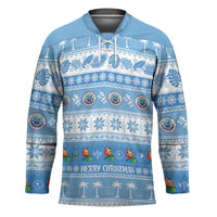 FSM Christmas Hockey Jersey Merry Xmas Federated States of Micronesia LT14 Unisex Blue - Polynesian Pride