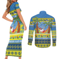 Palau Christmas Couples Matching Short Sleeve Bodycon Dress and Long Sleeve Button Shirt Chilling Santa Ungil Kurismas - Polynesian Pride