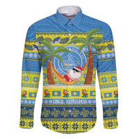 Palau Christmas Family Matching Long Sleeve Bodycon Dress and Hawaiian Shirt Chilling Santa Ungil Kurismas - Polynesian Pride