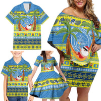 Palau Christmas Family Matching Off Shoulder Short Dress and Hawaiian Shirt Chilling Santa Ungil Kurismas - Polynesian Pride