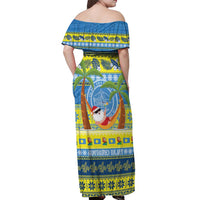 Palau Christmas Off Shoulder Maxi Dress Chilling Santa Ungil Kurismas - Polynesian Pride