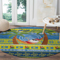 Palau Christmas Round Carpet Chilling Santa Ungil Kurismas - Polynesian Pride