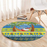 Palau Christmas Round Carpet Chilling Santa Ungil Kurismas - Polynesian Pride