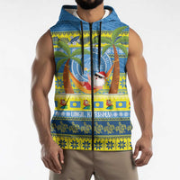 Palau Christmas Sleeveless Zip Hoodie Chilling Santa Ungil Kurismas LT14 - Polynesian Pride