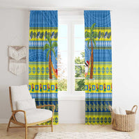 Palau Christmas Window Curtain Chilling Santa Ungil Kurismas - Polynesian Pride