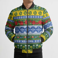 Solomon Islands Christmas Bomber Puffer Jacket The Solomons Melanesian Meri Krismas - Polynesian Pride
