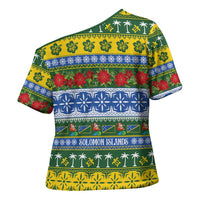 Solomon Islands Christmas Cross Shoulder Shirt The Solomons Melanesian Meri Krismas - Polynesian Pride