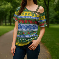 Solomon Islands Christmas Cross Shoulder Shirt The Solomons Melanesian Meri Krismas - Polynesian Pride