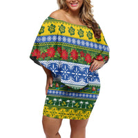 Solomon Islands Christmas Family Matching Off Shoulder Short Dress and Hawaiian Shirt The Solomons Melanesian Meri Krismas - Polynesian Pride