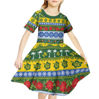 Solomon Islands Christmas Kid Short Sleeve Dress The Solomons Melanesian Meri Krismas - Polynesian Pride
