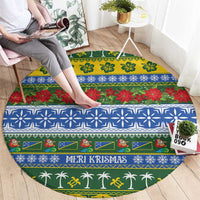 Solomon Islands Christmas Round Carpet The Solomons Melanesian Meri Krismas - Polynesian Pride
