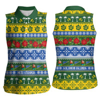 Solomon Islands Christmas Women Sleeveless Polo Shirt The Solomons Melanesian Meri Krismas - Polynesian Pride