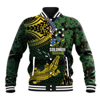 Solomon Islands Baseball Jacket 677 Proud Crocodile Melanesian Pattern - Polynesian Pride