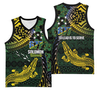 Solomon Islands Basketball Jersey 677 Proud Crocodile Melanesian Pattern - Polynesian Pride