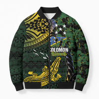 Solomon Islands Bomber Puffer Jacket 677 Proud Crocodile Melanesian Pattern - Polynesian Pride