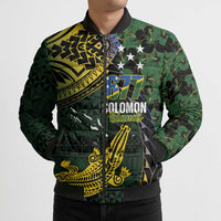 Solomon Islands Bomber Puffer Jacket 677 Proud Crocodile Melanesian Pattern - Polynesian Pride